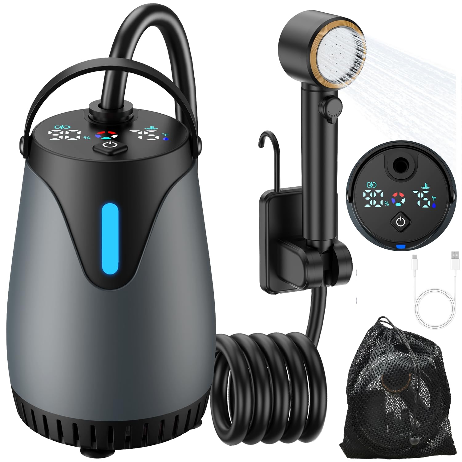 Vacuum Chamber Kit With Pump - Portable Shower for Camping 8000mAh Rechargeable