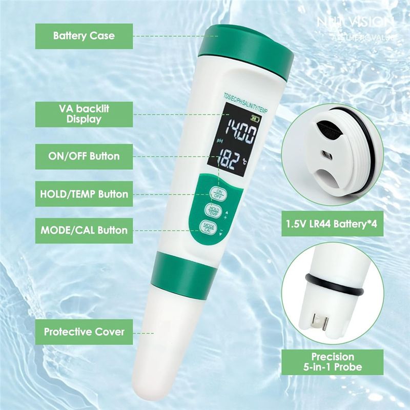 AT02-5 In1 Digital PH Meter Hi - Ph Meter Digital Water Tester review and price