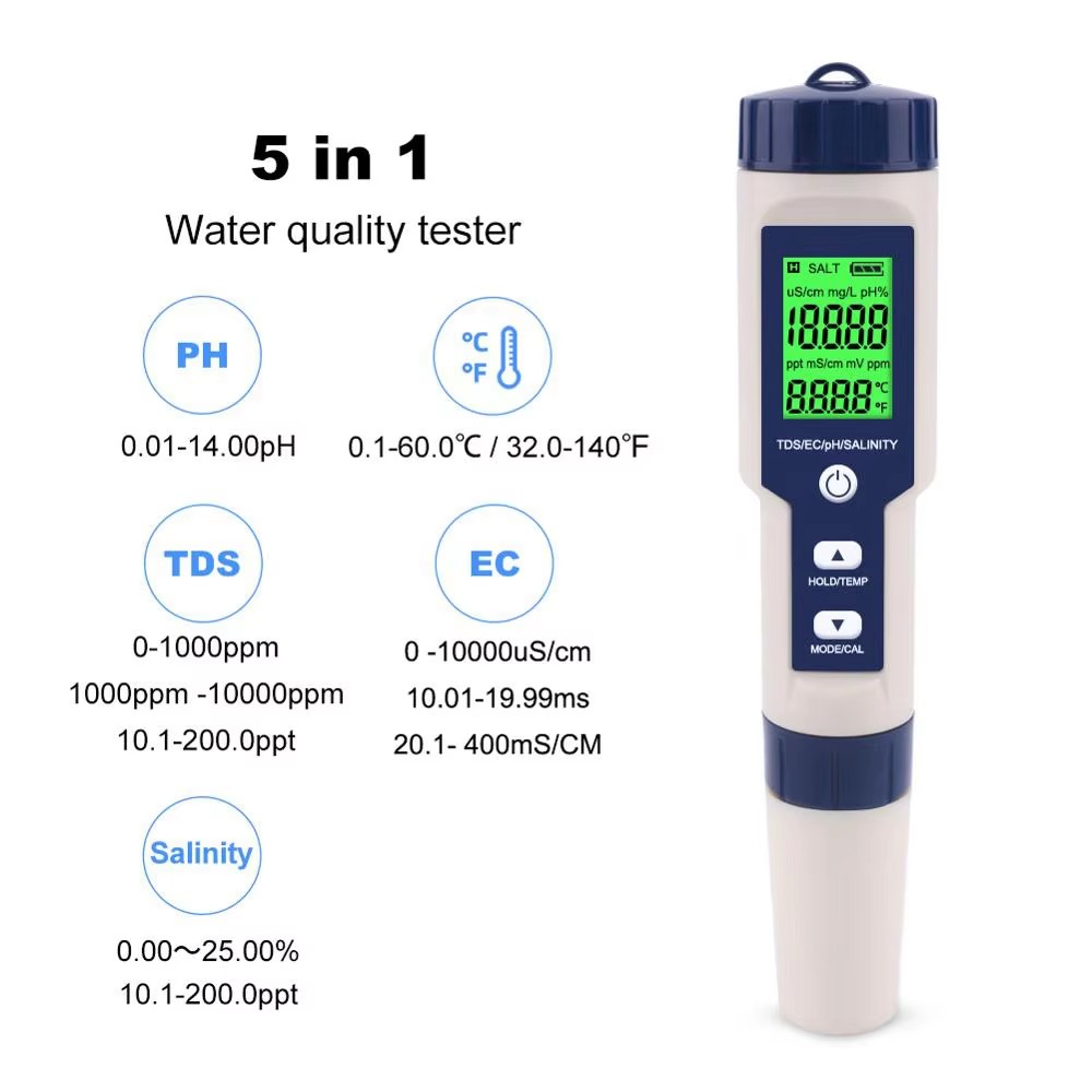 5 In 1 Digital PH TDS EC Meter - Ph Meter Digital Water Tester review and price