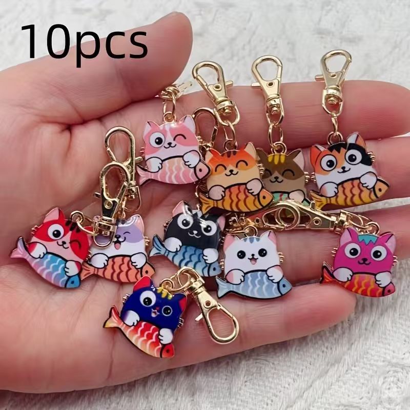 10pcs alloy printed cat keycha - Packaging review and price